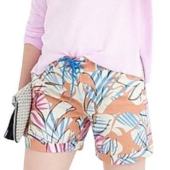 J.Crew Desert Oasis Tropical Print Linen Blend Board Shorts 12 - Picture 2 of 9